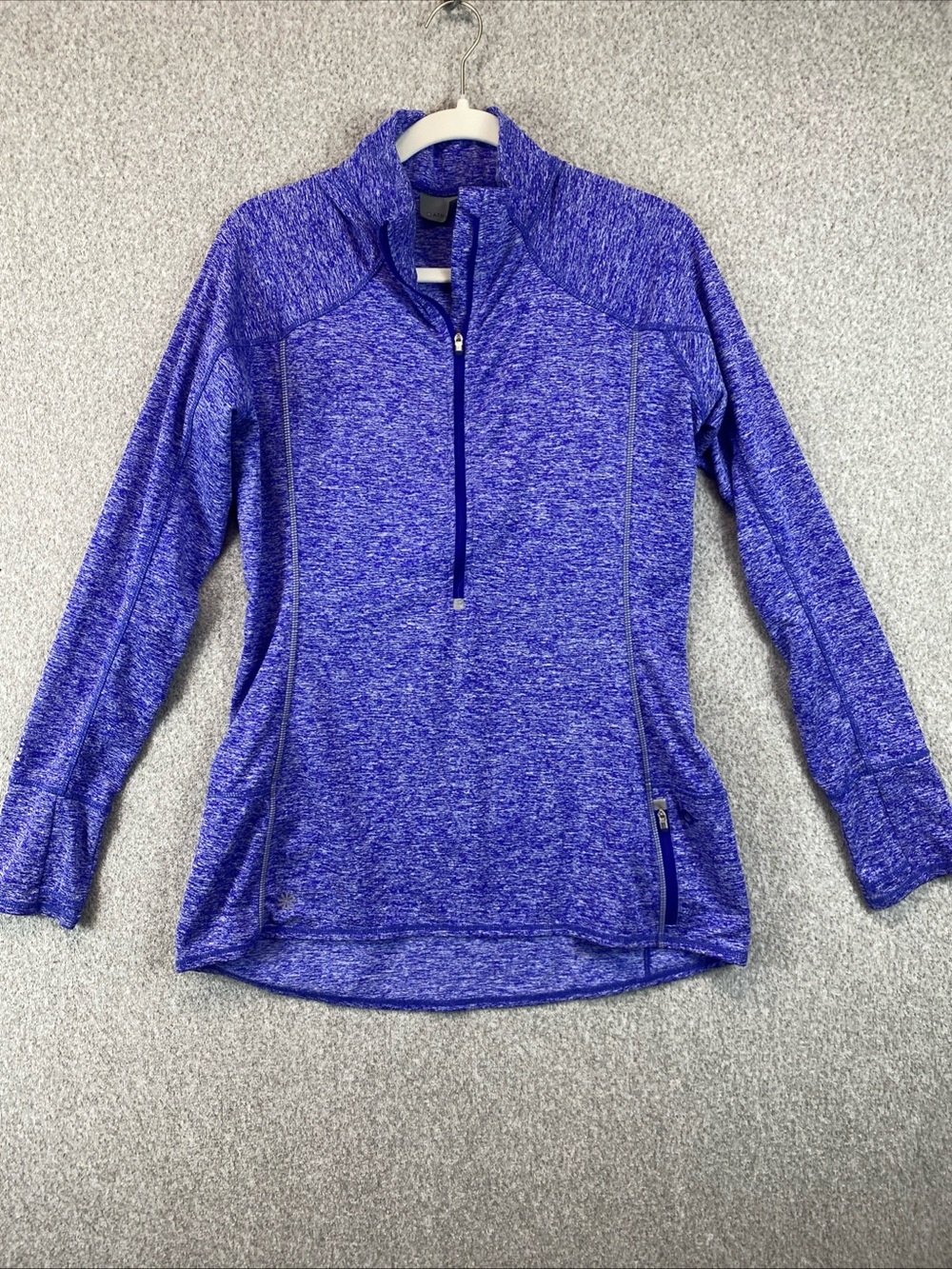Athleta Running Wild Half Zip Athletic Pullover Size L Heathered Purple Active